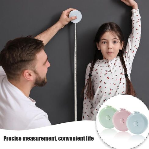 gdminlo 3 حزمة شريط قياس شريط قياس لنسيج الجسم الخياطة خياط القماش الحياكة الحرفية قياسات فقدان الوزن قابل للسحب 60 بوصة 1.5 متر، زر ضغط صغير، مساطر بمقاييس مزدوجة in Kuwait