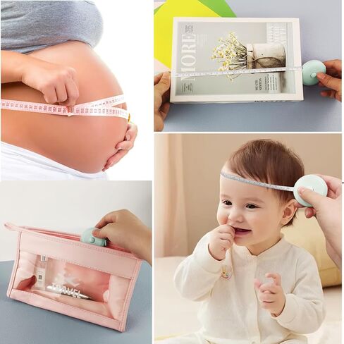 gdminlo 3 حزمة شريط قياس شريط قياس لنسيج الجسم الخياطة خياط القماش الحياكة الحرفية قياسات فقدان الوزن قابل للسحب 60 بوصة 1.5 متر، زر ضغط صغير، مساطر بمقاييس مزدوجة in Kuwait