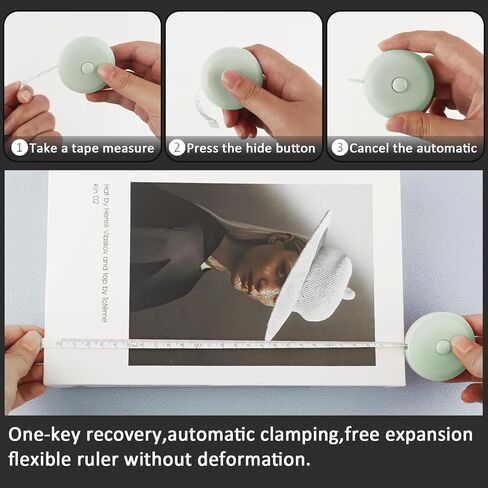 gdminlo 3 حزمة شريط قياس شريط قياس لنسيج الجسم الخياطة خياط القماش الحياكة الحرفية قياسات فقدان الوزن قابل للسحب 60 بوصة 1.5 متر، زر ضغط صغير، مساطر بمقاييس مزدوجة in Kuwait