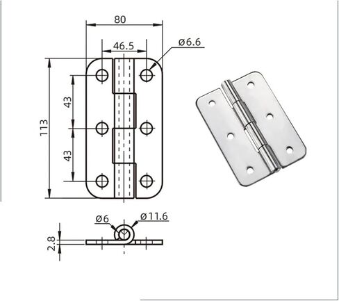 304 Stainless Steel Hinge Industrial Electrical Equipment Furniture Door and Window Frames 1Pcs(113X80X3mm-A) in Saudi Arabia