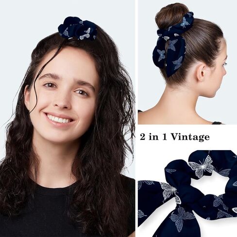 قبعات فرك للنساء، قبعات جراحية للنساء مع ذيل حصان وأزرار، قبعات ممرضة منتفخة مقوسة للشعر الطويل، فراشة على مخلوقات حيوانية زرقاء من الطبيعة in Kuwait