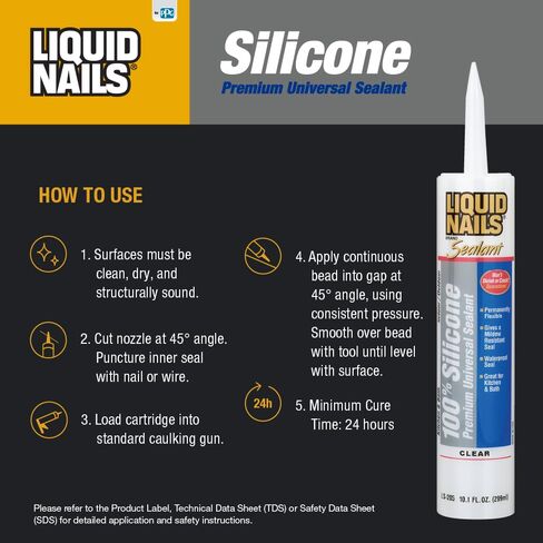 Liquid Nails Silicone Premium Universal Sealant (LS-205), Clear, 10.1 oz in Kuwait