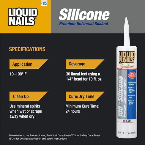Liquid Nails Silicone Premium Universal Sealant (LS-205), Clear, 10.1 oz in Kuwait