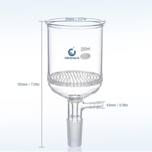 250ml Buchner Funnel 80x80mm with Perforated Plate, Borosilicate Glass,24/40 Standard Joint for Filter Test，1pcs/pk in Kuwait