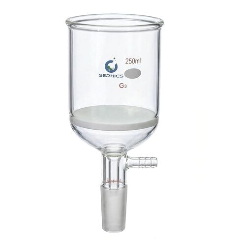250ml Buchner Filtering Funnel with Fine Frit(G3),Borosilicate Glass,24/40 Standard Taper Inner Joint and Vacuum Serrated Tubulation in Kuwait