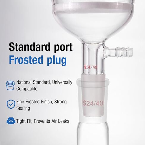 250ml Buchner Filtering Funnel with Fine Frit(G3),Borosilicate Glass,24/40 Standard Taper Inner Joint and Vacuum Serrated Tubulation in Kuwait