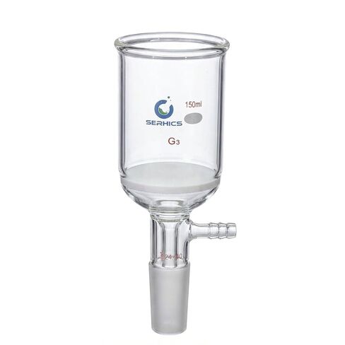 150ml Buchner Filtering Funnel with Fine Frit(G3),Borosilicate Glass,24/40 Standard Taper Inner Joint and Vacuum Serrated Tubulation in Kuwait