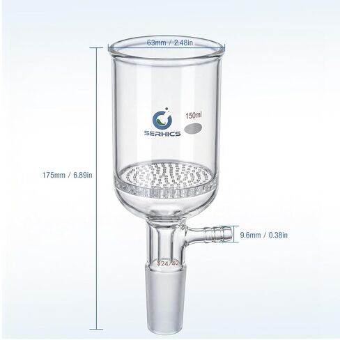 150ml Buchner Funnel 60x75mm with Perforated Plate, Borosilicate Glass,24/40 Standard Joint for Filter Test，1pcs/pk in Kuwait