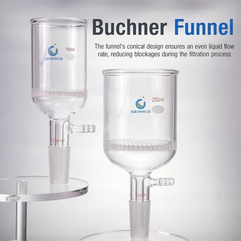 150ml Buchner Funnel 60x75mm with Perforated Plate, Borosilicate Glass,24/40 Standard Joint for Filter Test，1pcs/pk in Kuwait