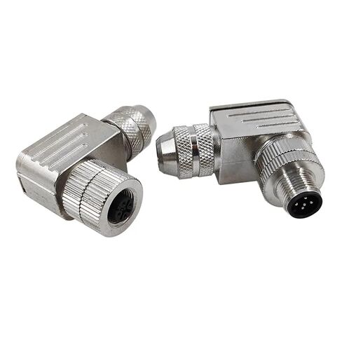 M12 الكوع المقابس موصل جميع الشريط المعدني محمية 90 درجة 4Pin 5Pin 8Pin ثقب الاستشعار 1 قطعة (8pin الذكور والإناث) in Saudi Arabia