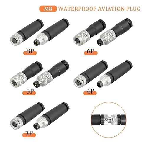5/10Pcs M8 3/4/5/6/8Pins Sensor Connector Non-Welding IP68 Straight Male&Female Screw Threaded Coupling 3 4 Pin(M8-Female 8Pin,5 PCS) in Saudi Arabia