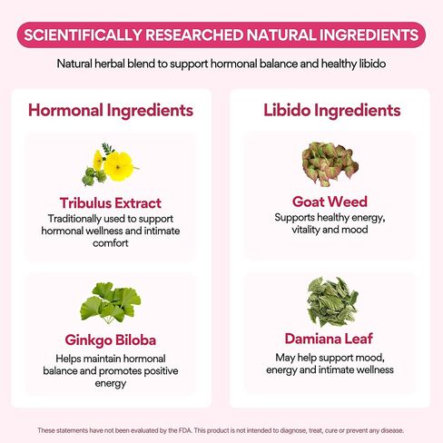 Voomvaya libidooo - الداعم الرغبة الجنسية للنساء أكثر من 40 | داعم من الرغبة الجنسية مع أعشاب الماعز قرنية ، Tribulus Terrestris & Damiana Leaf - Ignite Desire ، الطاقة والثقة - 60 كبسولة in Kuwait