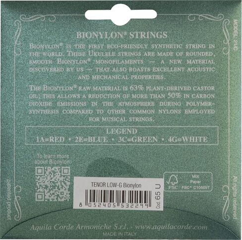 Aquila 65U Ukulele TENOR Low-G Tuning, Key of C - GCEA (Bionylon/wound G-string) in Saudi Arabia