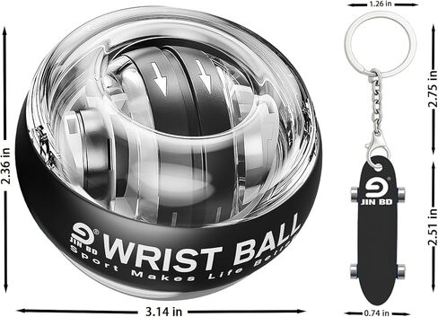 مجموعة كرة جيروسكوبية للمعصم ولوح تزلج بالأصابع من JIN BD - تمرين الساعد ذاتي البدء لقوة القبضة، وتمرين اليد والأصابع، بدون لون أسود فاتح، وصالة الألعاب الرياضية المنزلية، والتمرين، وإعادة التأهيل in Kuwait