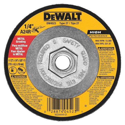 Dewalt DW4523 6 Pack 4-1/2-Inch by 1/4-Inch by 5/8-Inch General Purpose Metal Grinding Wheel in Saudi Arabia