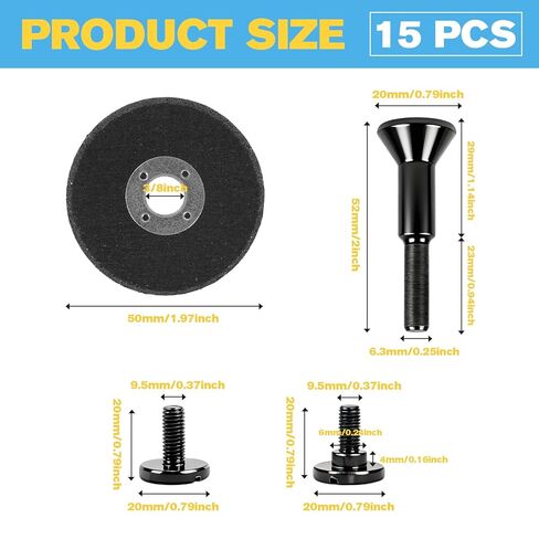 15 Pack 2 Inch Cut Off Wheel with 3/8" Arbor Hole and 1/4" Shank Mandrel, Metal Cutting Discs for Die Grinder, Drill Rotary Tools, Cutting Steel, Iron, Brass, Bolts, Screws in Saudi Arabia
