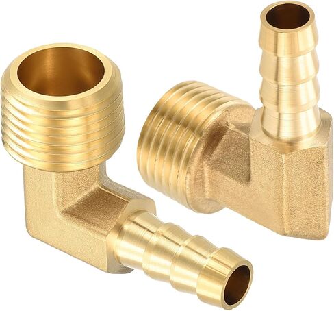 HARFINGTON 2pcs 90 Degree Hose Elbow 1/4" to 1/8" NPT Male Brass Hose Barb Fitting Metals Splicer Mender for 3D Printing, Air Compressor, CNC Machine, Dies in Saudi Arabia