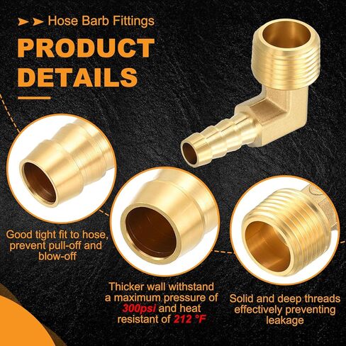 HARFINGTON 2pcs 90 Degree Hose Elbow 1/4" to 1/8" NPT Male Brass Hose Barb Fitting Metals Splicer Mender for 3D Printing, Air Compressor, CNC Machine, Dies in Saudi Arabia
