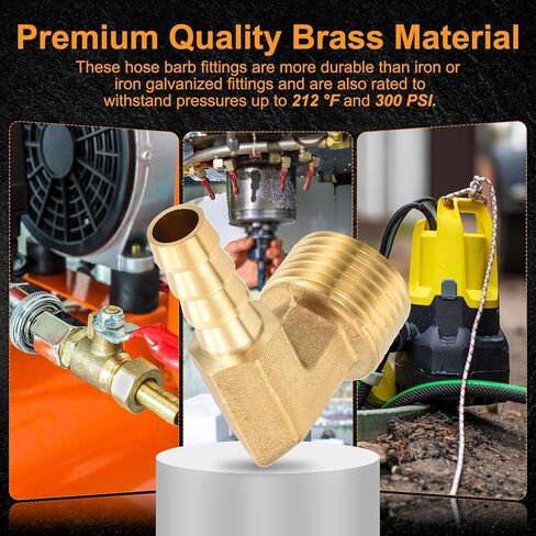 HARFINGTON 2pcs 90 Degree Hose Elbow 1/4" to 1/8" NPT Male Brass Hose Barb Fitting Metals Splicer Mender for 3D Printing, Air Compressor, CNC Machine, Dies in Saudi Arabia