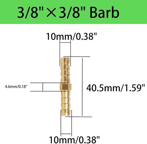 6 قطع من وصلات خرطوم النحاس مقاس 3/8 بوصة × 3/8 بوصة مع 12 مشبك أنابيب من الفولاذ المقاوم للصدأ، موصل خرطوم مستقيم للمياه والهواء والوقود والزيت ومجموعة إصلاح خط الغاز in Kuwait