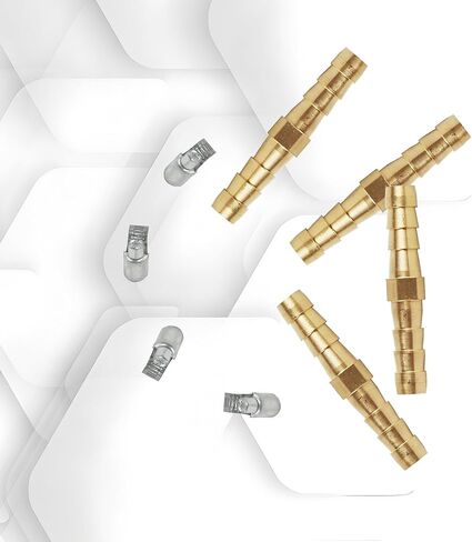 6 قطع من وصلات خرطوم النحاس مقاس 3/8 بوصة × 3/8 بوصة مع 12 مشبك أنابيب من الفولاذ المقاوم للصدأ، موصل خرطوم مستقيم للمياه والهواء والوقود والزيت ومجموعة إصلاح خط الغاز in Kuwait