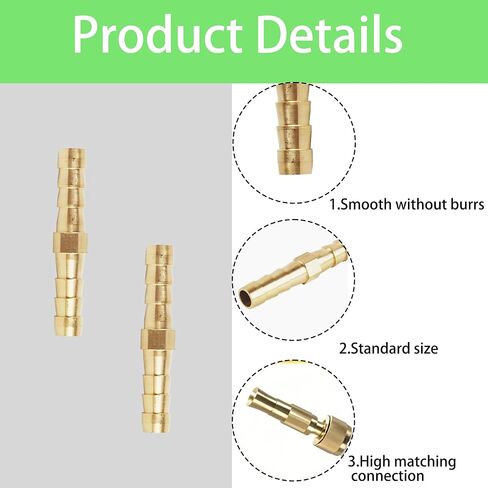 6 قطع من وصلات خرطوم النحاس مقاس 3/8 بوصة × 3/8 بوصة مع 12 مشبك أنابيب من الفولاذ المقاوم للصدأ، موصل خرطوم مستقيم للمياه والهواء والوقود والزيت ومجموعة إصلاح خط الغاز in Kuwait