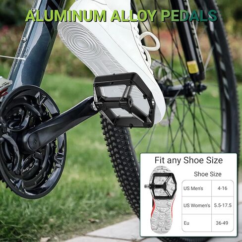 Road Bike Pedals Flat, Mountain MTB Bicycle Pedals, Aluminum Alloy, Non-Slip Lightweight, Wider Platform, 3 Sealed Bearings, 9/16" for BMX MTN Road Gravel EBike, 2PCS, Black in Kuwait