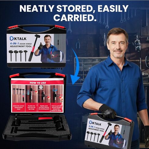 أداة تعديل مفصلات الباب 4 في 1 للأغراض السكنية والتجارية، مفتاح ضبط الفجوة شديد التحمل مع تصميم خيط ومقبض مطاطي، 0.55 بوصة/0.71 بوصة/0.91 بوصة/0.98 بوصة in Kuwait