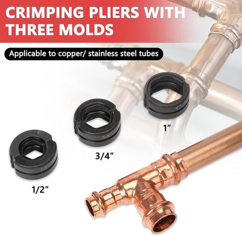 أداة تجعيد أنبوب النحاس الهيدروليكي مع 3 قوالب قابلة للتبديل (1/2 بوصة، 3/4 بوصة، 1 بوصة) تنطبق على أنابيب الفولاذ المقاوم للصدأ والنحاس، مثالية لمشاريع السباكة والتدفئة والتهوية وتكييف الهواء والتبريد والأنابيب الصناعية in Kuwait