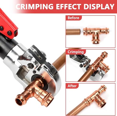 أداة تجعيد أنبوب النحاس الهيدروليكي مع 3 قوالب قابلة للتبديل (1/2 بوصة، 3/4 بوصة، 1 بوصة) تنطبق على أنابيب الفولاذ المقاوم للصدأ والنحاس، مثالية لمشاريع السباكة والتدفئة والتهوية وتكييف الهواء والتبريد والأنابيب الصناعية in Kuwait
