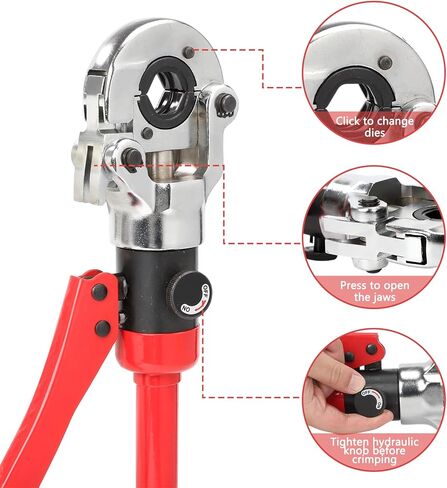أداة تجعيد أنبوب النحاس الهيدروليكي مع 3 قوالب قابلة للتبديل (1/2 بوصة، 3/4 بوصة، 1 بوصة) تنطبق على أنابيب الفولاذ المقاوم للصدأ والنحاس، مثالية لمشاريع السباكة والتدفئة والتهوية وتكييف الهواء والتبريد والأنابيب الصناعية in Kuwait