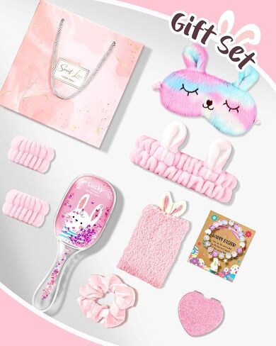 Swooflia Easter Basket Stuffers Bunny Gifts for Teen Girls - Birthday Gifts for Teenage Girls, Easter Bracelets Socks Brushes Headband Gift Baskets for Young Sisters Friend Daughter in Kuwait