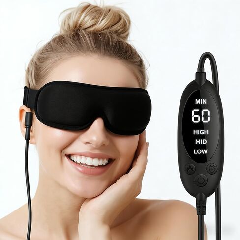 قناع العين المسخن للعيون الجافة: قناع العين المضغوط الدافئ للعين المتعبة وتخفيف الدمد والعيون المنتفخة والصداع النصفي - يعمل بمنفذ USB، حرارة ثابتة - قناع تسخين كهربائي ناعم للنوم والاسترخاء في المكتب والسفر in Kuwait