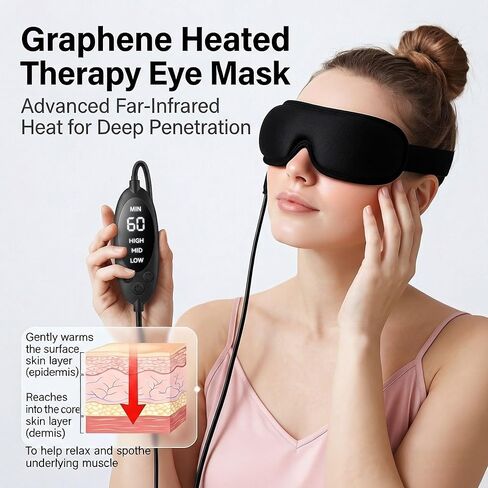 قناع العين المسخن للعيون الجافة: قناع العين المضغوط الدافئ للعين المتعبة وتخفيف الدمد والعيون المنتفخة والصداع النصفي - يعمل بمنفذ USB، حرارة ثابتة - قناع تسخين كهربائي ناعم للنوم والاسترخاء في المكتب والسفر in Kuwait