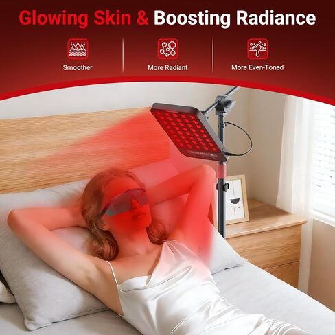 Comfytemp 55W High-Output (3X Intensity) Red Light Therapy for Face & Body, 143mW/cm² at 6 in Near Infrared Light Lamp, 660nm & 850nm LED Light Panel with Stand Home Use, Gifts for Women Men Mom Dad in Saudi Arabia