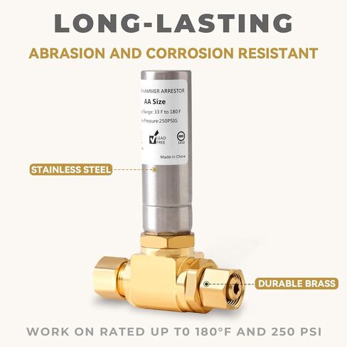 (2-Pack) SECKWHALE Tee Stainless Steel Water Hammer Arrestor, 3/8 Inch x 3/8 Inch Compression Connection, for Dishwasher, Sink, Toilet, Faucet, Stop Pipe Knock and Reduce Banging Noise(Pack-2) in Saudi Arabia