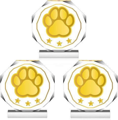 Janlaugh 3 Pcs Paw Print Trophy 4.72 x 4.72 Inches Gold Acrylic Paw Print Trophy Awards Team Competitions Prizes Party Graduation Gift in Saudi Arabia