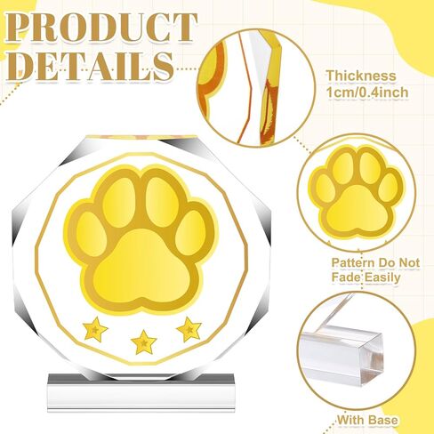 Janlaugh 3 Pcs Paw Print Trophy 4.72 x 4.72 Inches Gold Acrylic Paw Print Trophy Awards Team Competitions Prizes Party Graduation Gift in Saudi Arabia