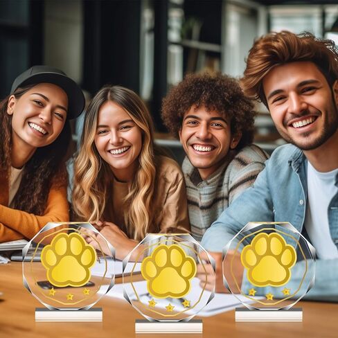 Janlaugh 3 Pcs Paw Print Trophy 4.72 x 4.72 Inches Gold Acrylic Paw Print Trophy Awards Team Competitions Prizes Party Graduation Gift in Saudi Arabia