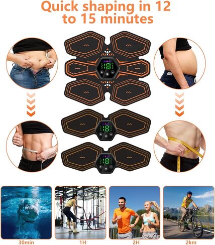 Professional Ab Stimulator Belt - 4 Pcs Portable Muscle Toner for Abdomen, Waist & Core Workout, Rechargeable Electric Massager with 4 Controllers and 1 Usb Charging Cable for Leg, Arm & Hip Fitness in Kuwait