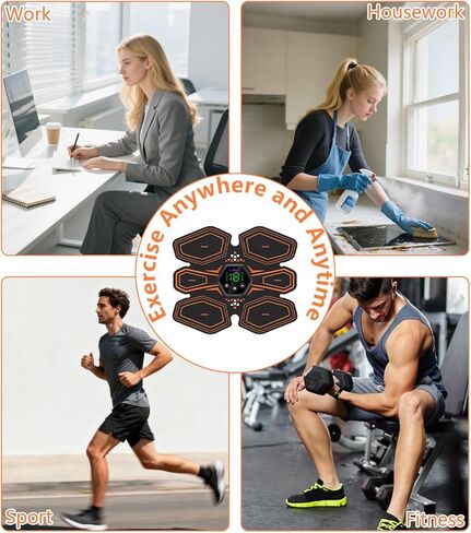 Professional Ab Stimulator Belt - 4 Pcs Portable Muscle Toner for Abdomen, Waist & Core Workout, Rechargeable Electric Massager with 4 Controllers and 1 Usb Charging Cable for Leg, Arm & Hip Fitness in Kuwait