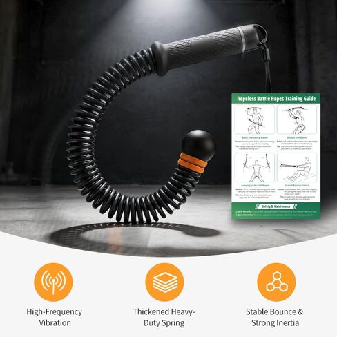 حبال معركة لاسلكية مرجحة - حبال تدريب محمولة بدون حبال مع مقاومة قابلة للتعديل لصالة الألعاب الرياضية المنزلية، وتمارين HIIT الداخلية، وقوة الجسم بالكامل ومعدات تمارين القلب للرجال والنساء (عبوة من قطعتين، 3 أرطال) in Kuwait