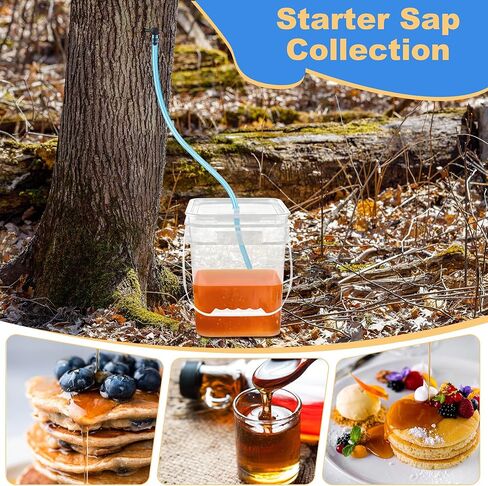 5 Pack Maple Syrup Tapping Kit, Maple Tree Tapping Kit for Starter Sap Collection, with 5 Clear Buckets/ 5 Tubing/ 5 L-shaped Taps/ 1 Drill Bit in Saudi Arabia