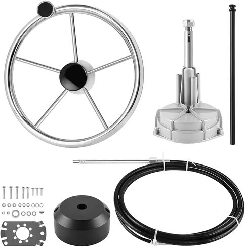 Marine Steering Control Cable, 15ft Cable Outboard Steering Kit 3/4" Standard Tapered Shaft, Marine Steering System for Yachts and Other Watercraft in Kuwait