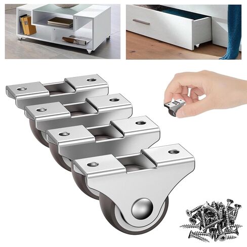 1.5 Inch Fixed Caster Wheels Low Profile Rubber Casters for Furniture Drawer Storage Bin Silver 4PCS in Saudi Arabia
