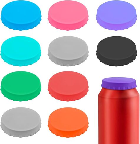 10 Pack Silicone Soda Can Covers Lids Colorful Reusable Spill-proof Can Caps Tops Savers Stopper Protector for Drink Beer Beverage Juice Coke Fits Standard Cans in Kuwait