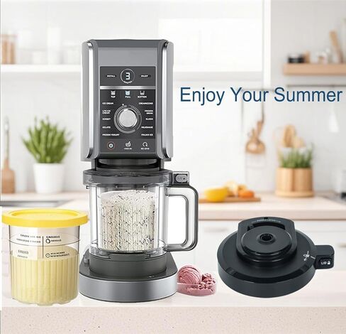 غطاء وعاء خارجي لصانعة الآيس كريم نينجا كريمي ديلوكس NC500 NC501، قابل لإعادة الاستخدام، غطاء بديل خالٍ من البيسفينول أ، مقاوم للكسر، محكم الغلق، آمن للاستخدام في غسالة الأطباق، متوافق مع ملحقات كريمي (NC500) in Kuwait