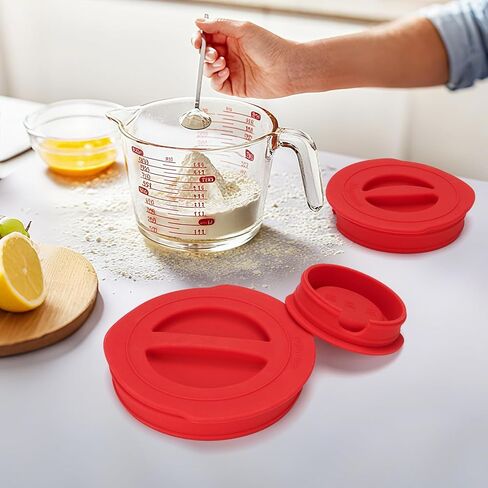 3 Pack Silicone lids replacement for Pyrex glass containers, Silicone covers replacement, Compatible with Pyrex 1 Cup, 2 Cup, 4 Cup Tempered Glass Measuring Cups, Reusable (Cups not Included) in Kuwait