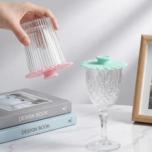 5 Pcs Drink Covers Cup Covers - Reusable Sunflower Silicone Cup Cover, Multicolored Silicone Suction Lids, Flexible Mugs Cover Tea Pots to Keep Bugs Out for Coffee, Tea, and Outdoor Use in Kuwait