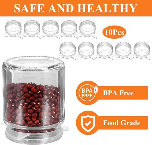 10 Pcs Silicone Stretch Lids for Jars & Bottles, 2 Inch Reusable Jar Lids, Leakproof Elastic Caps for Food Storage, Dishwasher Safe & Freezer Friendly, Clear in Saudi Arabia